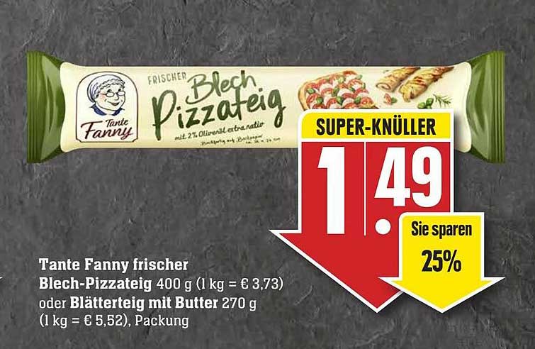 Tante Fanny Frischer Blech-pizzateig Oder Blätterteig Mit Butter ...