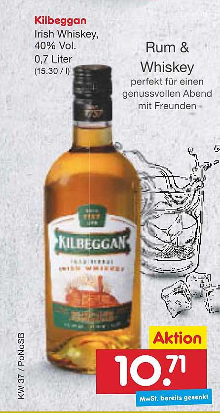 Kilbeggan Rum & Whiskey Angebot bei Netto Marken-Discount - 1Prospekte.de