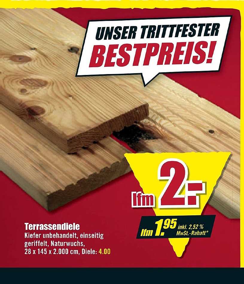 Terrassendiele Angebot bei B1 Discount Baumarkt 1Prospekte.de