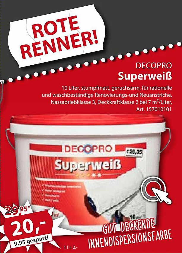 Decopro Superweiß Angebot bei Sonderpreis Baumarkt 1Prospekte.de