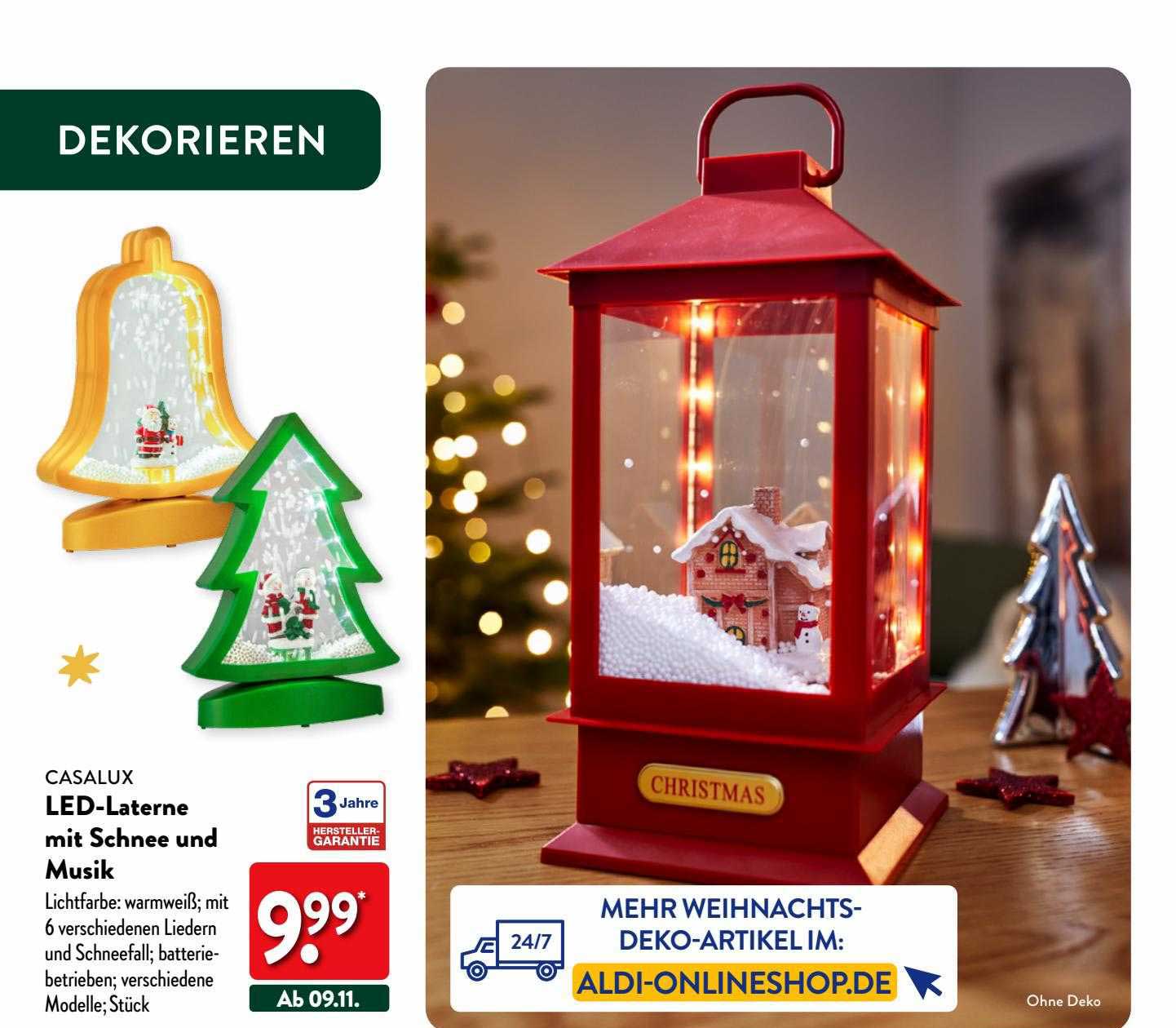Casalux Ledlaterne Mit Schnee Und Musik Angebot bei ALDI Nord