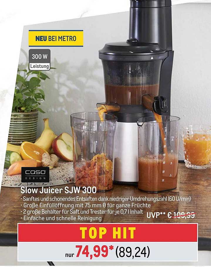 Spremiagrumi Lento SJW 500 - Estrattore Di Succo A Freddo Con Bocca Larga 75mm