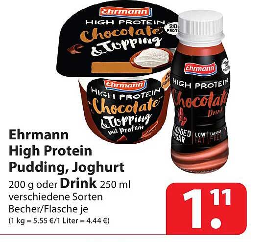 Ehrmann High Protein Pudding, Joghurt Oder Drink Angebot bei Famila ...
