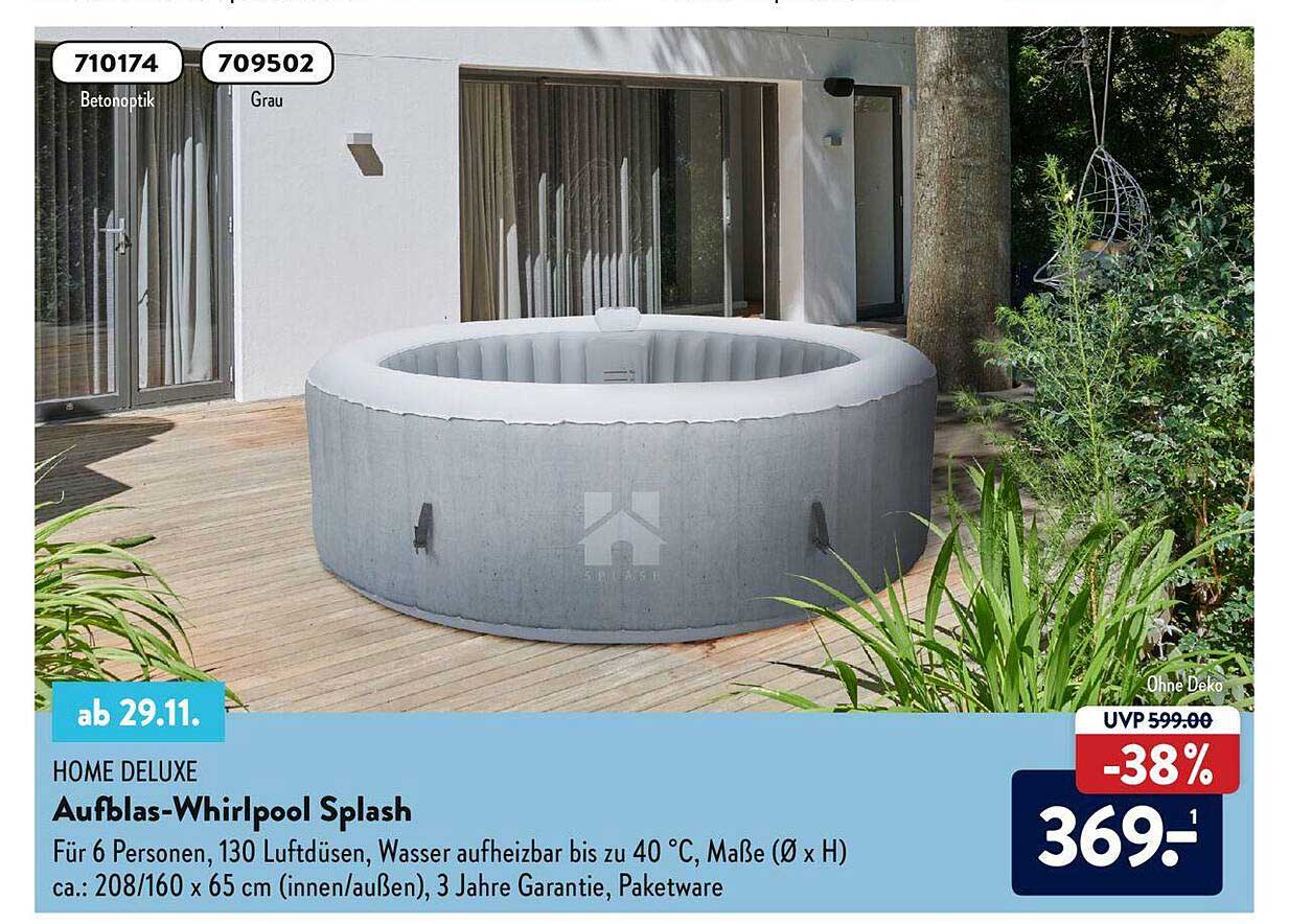 Home Deluxe Aufblas-whirlpool Splash Angebot bei ALDI Nord