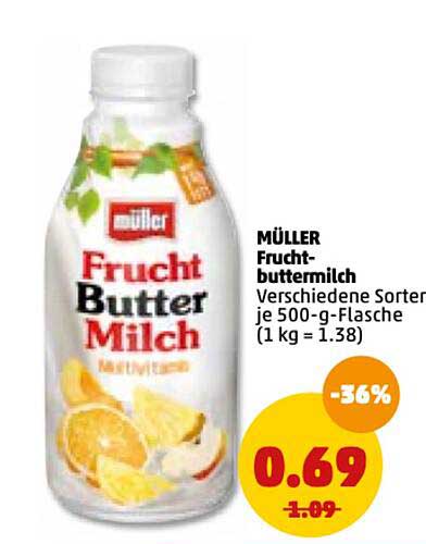 Müller Frucht-buttermilch Angebot bei Penny