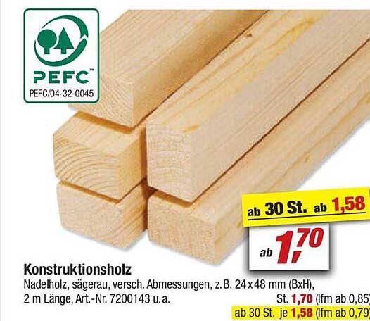 Konstruktionsholz Angebot bei Toom Baumarkt 1Prospekte.de