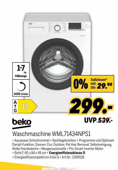 Angebot Beko Waschmaschine MEDIMAX bei Wml71434nps1