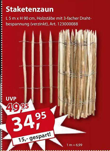 Staketenzaun Angebot bei Sonderpreis Baumarkt