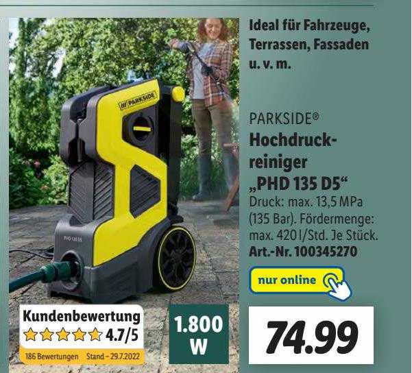 Parkside Hochdruckreiniger Phd135d5 Angebot bei Lidl 1Prospekte.de