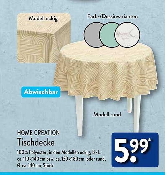 Home Creation Tischdecke Angebot bei ALDI Nord 1Prospekte.de