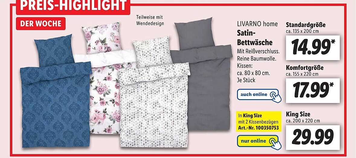 Livarno Home Satinbettwäsche Oder Standardgröße Angebot bei Lidl