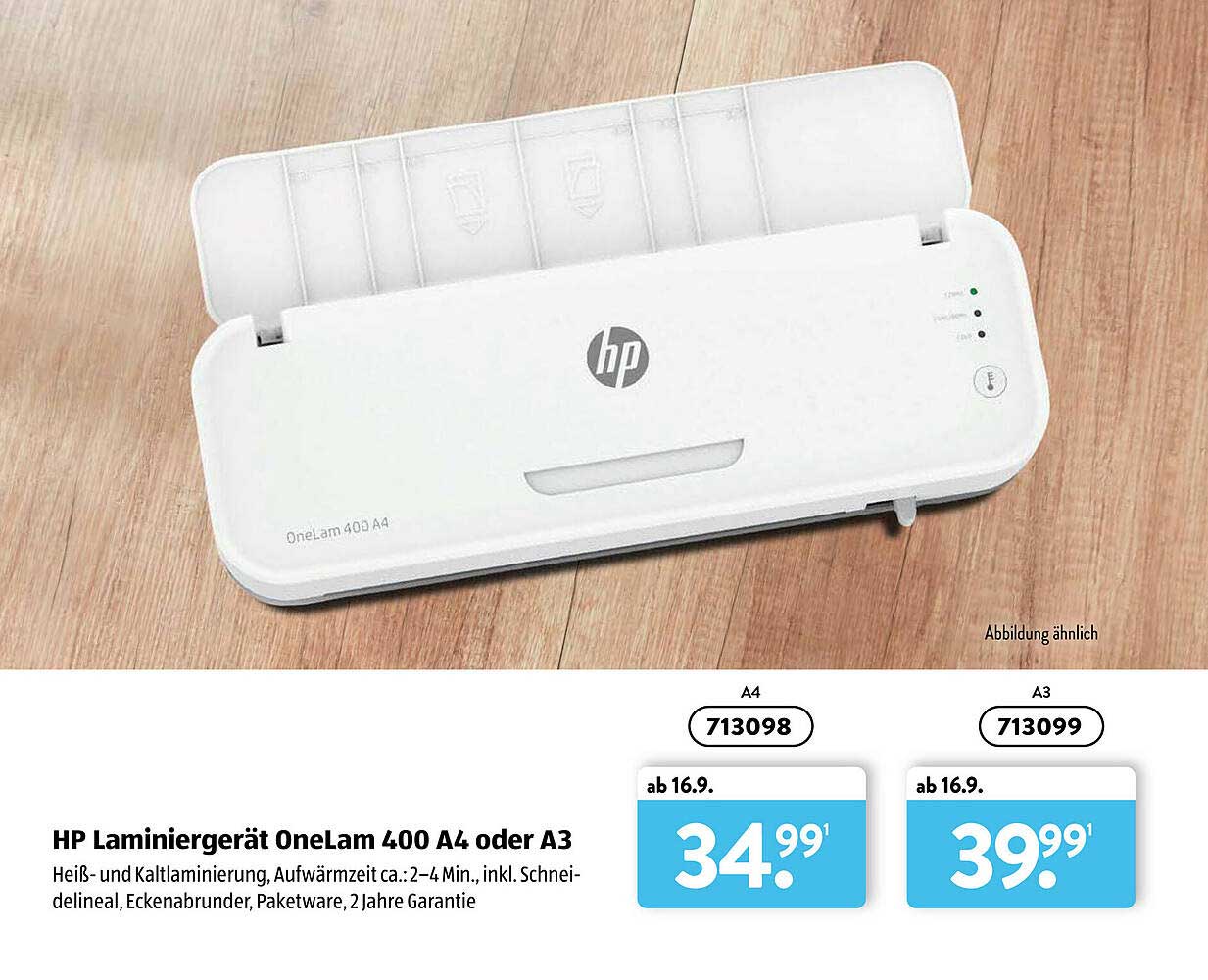 Hm Laminiergerät Onelam 400 A4 Oder A3 Angebot bei ALDI sud