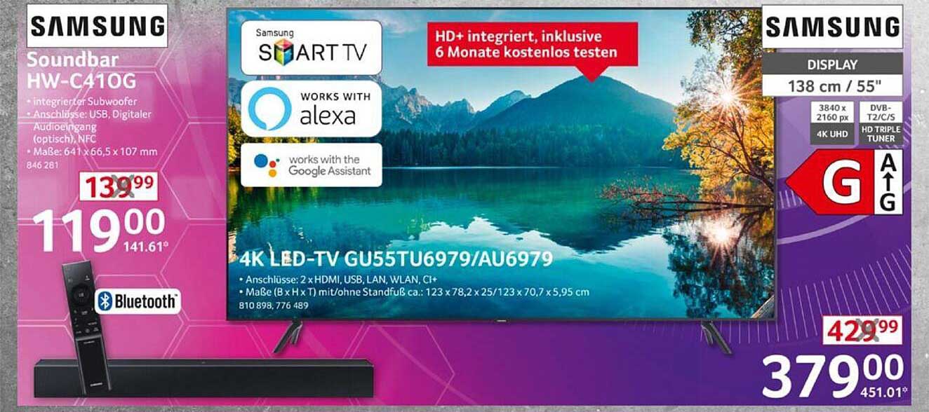 Samsung 4k Ledtv Gu55tu6979au6979 Oder Soundbar Hwc410g Angebot bei