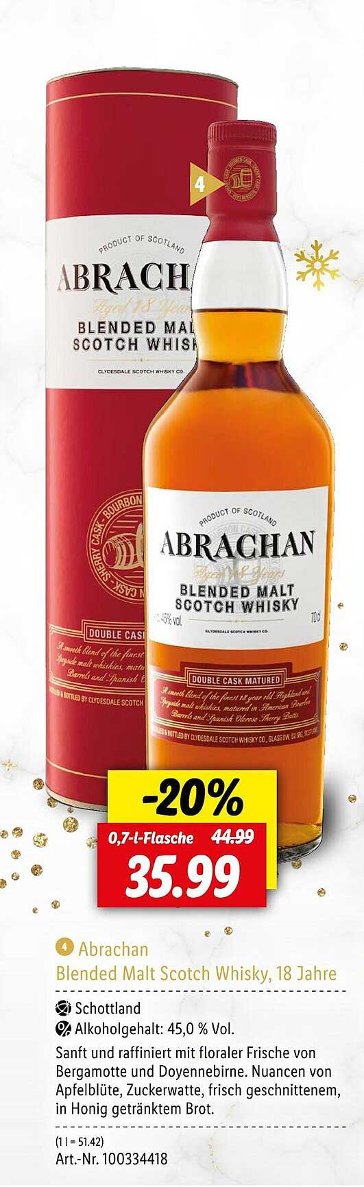 Abrachan Blended Malt Scotch Whisky, 18 Jahre Angebot bei Lidl