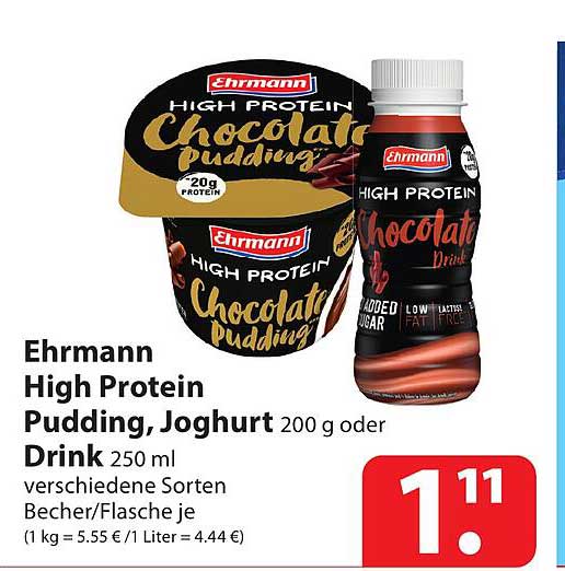 Ehrmann High Protein Pudding Joghurt Oder Drink Angebot Bei Famila