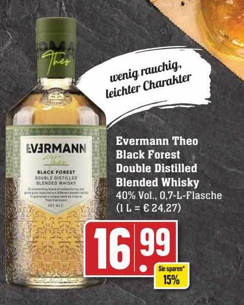 Evermann Theo Black Forest Double Distilled Blended Whisky Angebot bei  Scheck-in-Center