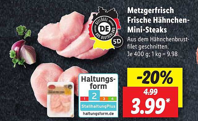 Metzgerfrisch Frische Hähnchen-mini-steaks Angebot bei Lidl - 1Prospekte.de