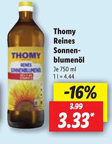 Thomy Reines Sonnenblumenöl Angebot bei Lidl 1Prospekte.de