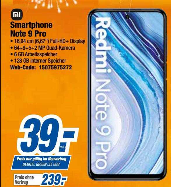 Smartphone Note 9 Pro Mi Angebot bei Expert - 1Prospekte.de