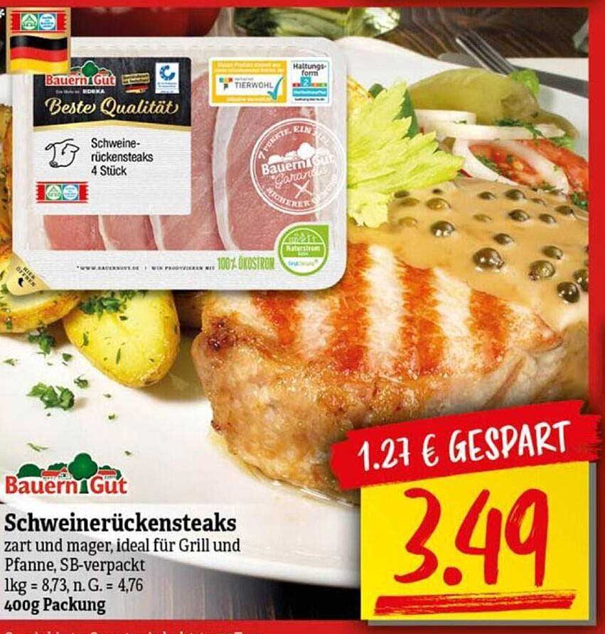 Bauerngut Schweinerückensteaks Angebot bei NP Discount - 1Prospekte.de