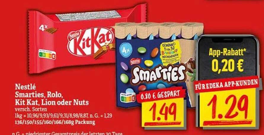 Smarties Rolo's Mix Nestlé Smarties Rolo Kit Kat Lion Oder Nuts Angebot bei NP Discount ...