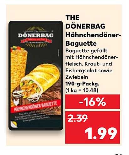 The Dönerbag Hähnchendöner-baguette Angebot bei Kaufland - 1Prospekte.de