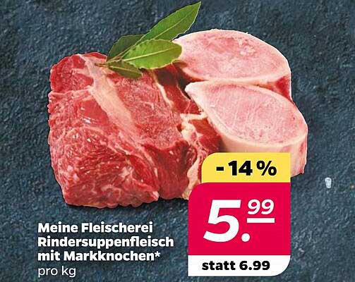 Markknochen Rind Meine Fleischerei Rindersuppenfleisch Mit Markknochen Angebot bei Netto ...