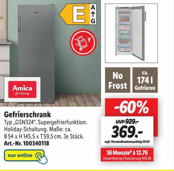 Amica Gefrierschrank Gsn324 Angebot bei Lidl