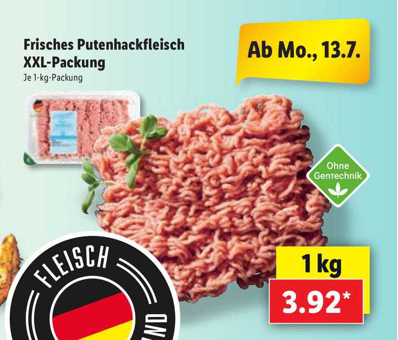 Xxl-packung bei Frisches Putenhackfleisch Angebot Lidl