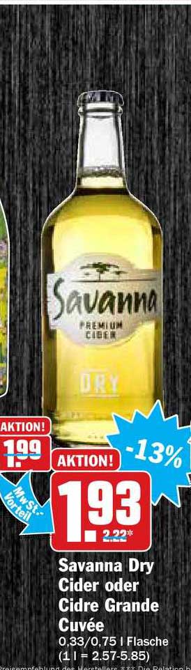 Hit Markt Savanna Dry Cider Oder Cidre Grande Cuvée