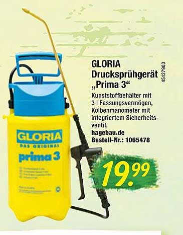 Gloria Drucksprühgerät Prima 3 Drucksprüher 
