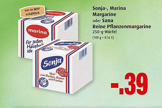 Markant Sonja-, Marina Margarine Oder Sana Reine Pflanzenmargarine