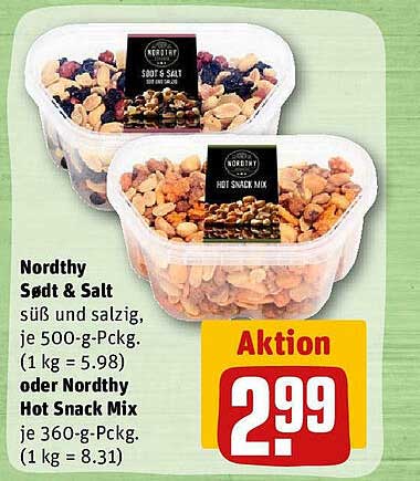 Nordthy Sodt & Oder Nordthy Hot Snack Mix Angebot bei REWE