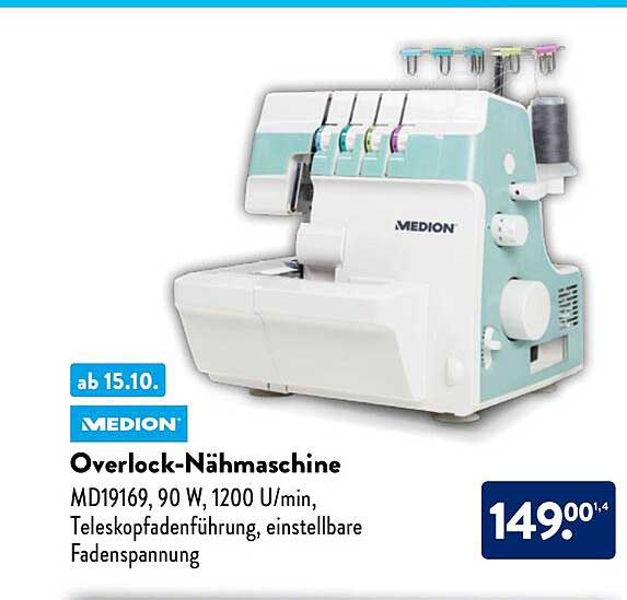 Medion Overlocknähmaschine Angebot bei ALDI Nord 1Prospekte.de