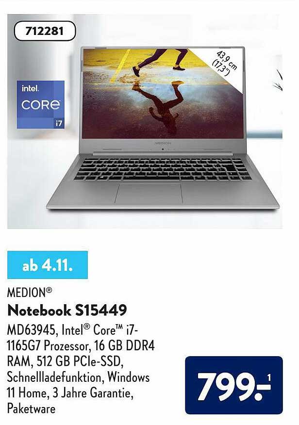 Medion Notebook S15449 Angebot bei ALDI SÜD 1Prospekte.de