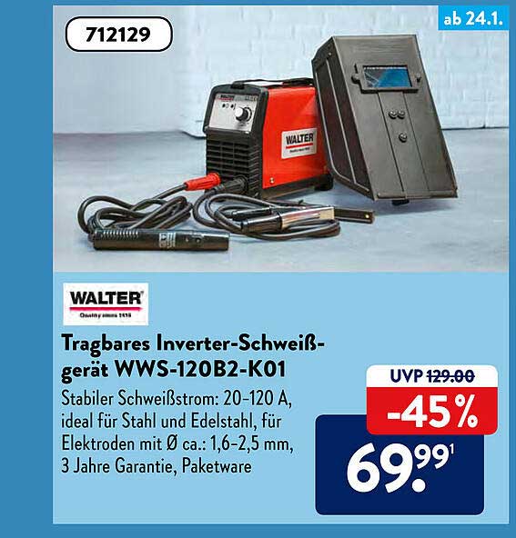 ALDI SÜD Walter Tragbares Inverter-schweißgerät Wws-120b2-k01