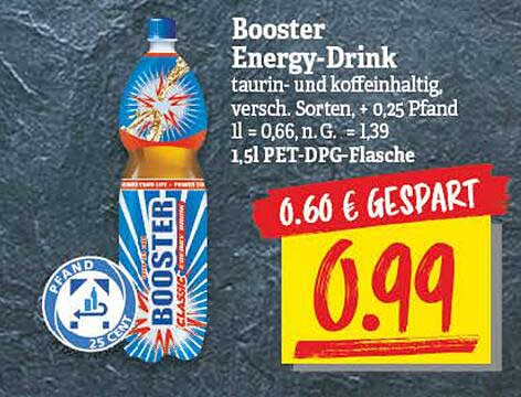 Booster Energy-drink Taurin-und Koffeinhaltig, Versch. Sorten Angebot