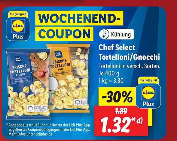 Chef Select Tortelloni bei Gnocchi Angebot Oder Lidl