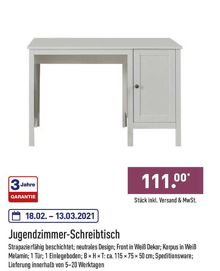 Jugendzimmer Schreibtisch Angebot bei ALDI Nord 1Prospekte.de