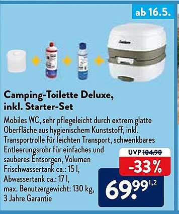 ALDI Nord Camping-toilette Deluxe Inkl Starter-set