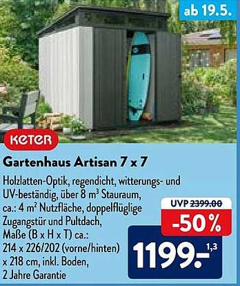 ALDI Nord Gartenhaus Artisan 7x7 Keter