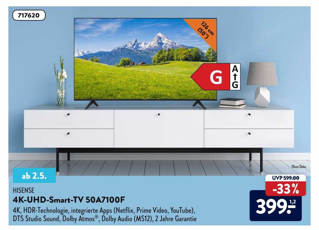 Hisense 4kuhdsmarttv 50a7100f Angebot bei ALDI Nord 1Prospekte.de