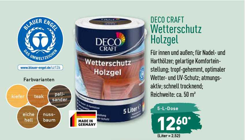 Deco Craft Wetterschutz Holzgel Angebot bei ALDI Nord 1Prospekte.de