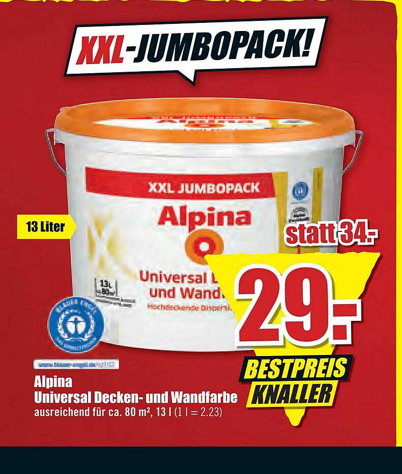 Alpina Universal Decken Und Wandfarbe Angebot Bei B1 Discount Baumarkt