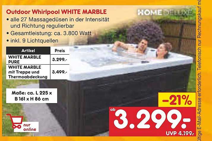 Home Deluxe Outdoor Whirlpool White Marble Angebot bei Netto Marken