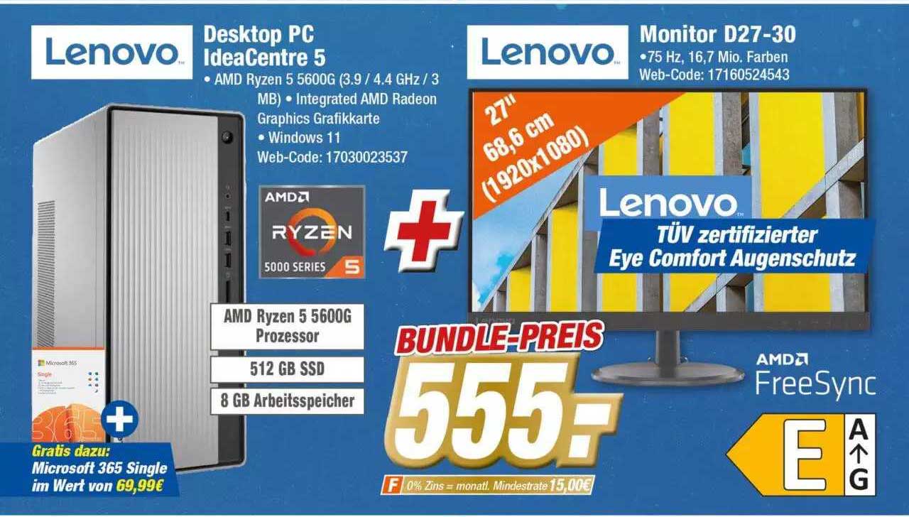 Lenovo Desktop Pc Ideacentre 5 Oder Monitor D2730 Angebot bei Expert