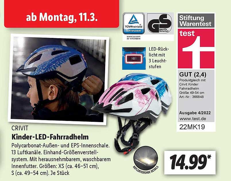 Crivit Kinderledfahrradhelm Angebot bei Lidl 1Prospekte.de