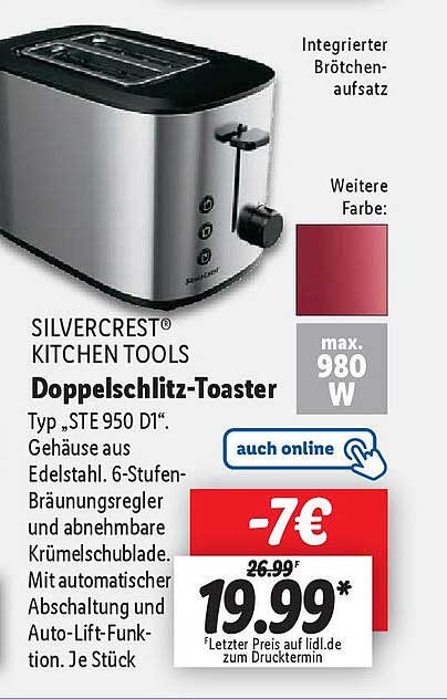 Silvercrest Kitchen Tools Doppelschlitztoaster Angebot bei Lidl