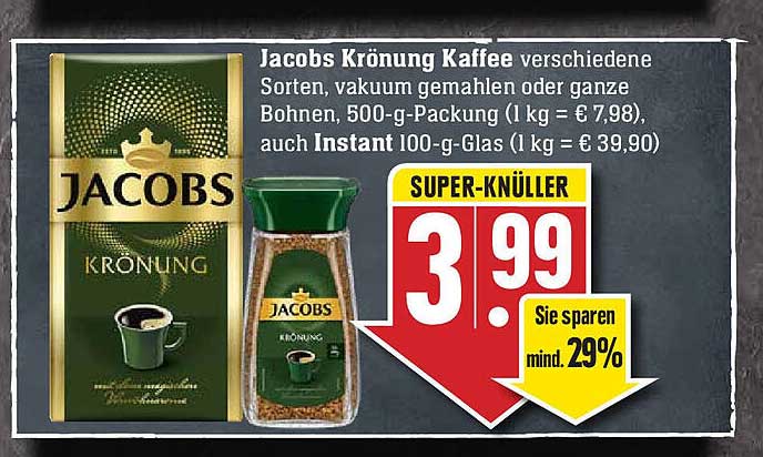 Jacobs Krönung Kaffee Auch Instant Angebot bei EDEKA 1Prospekte.de