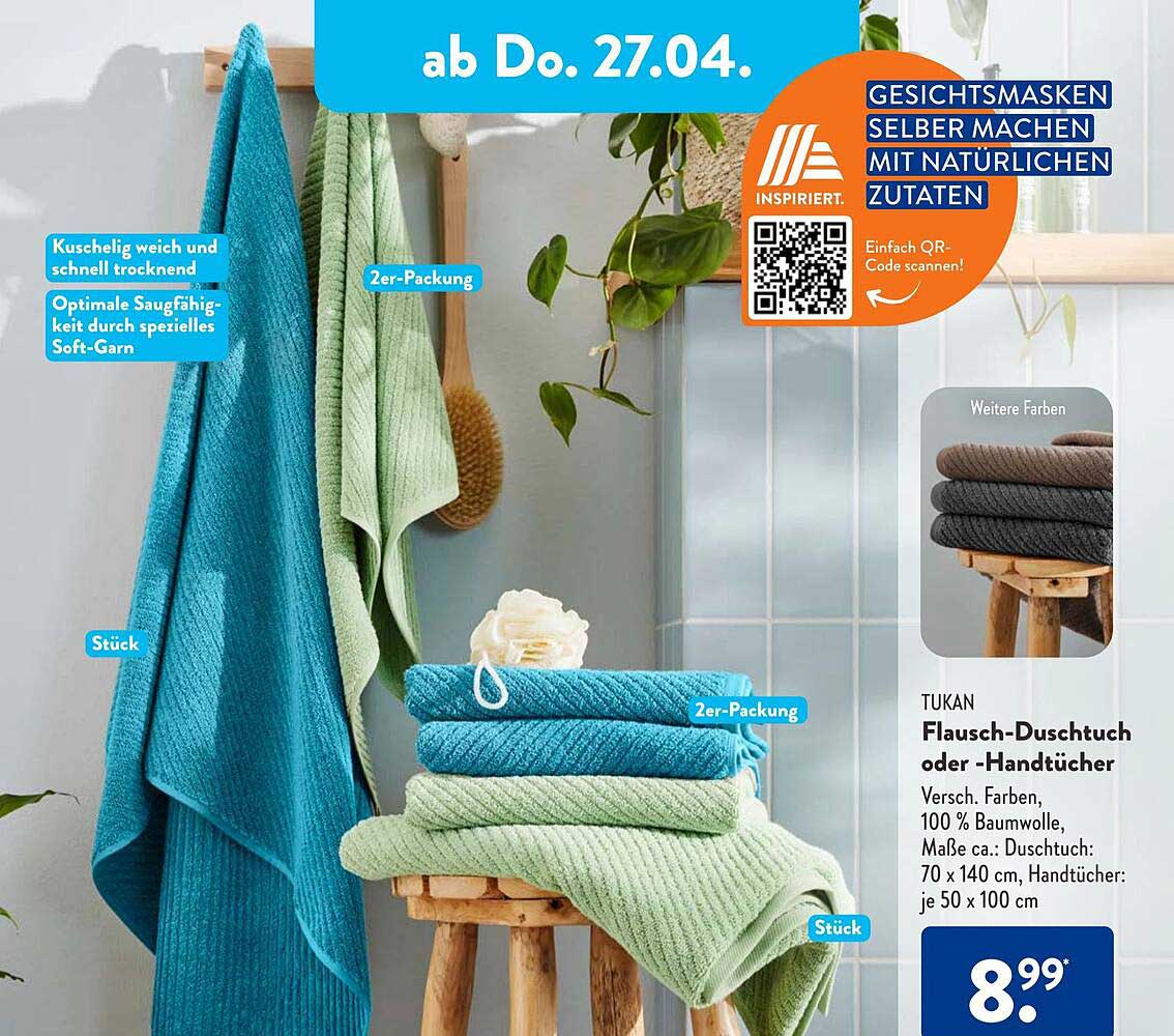 Tukan Flauschduschtuch Oder handtücher Angebot bei ALDI SÜD